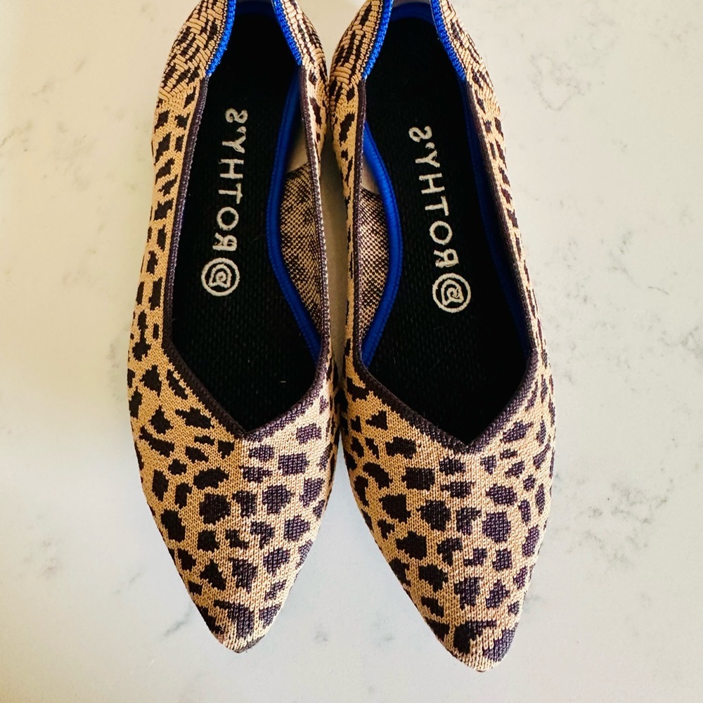 Rothy's Black and Tan Leopard Print Flats
